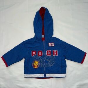 Vintage Disney Winnie the Pooh Hooded Windbreaker Jacket Blue 6-9 Months